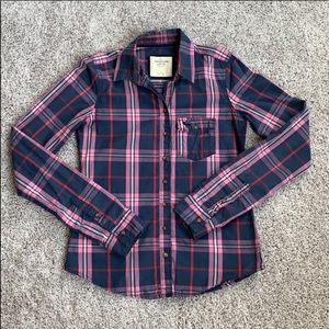 Abercrombie Pink/Navy Plaid Button Down Shirt
